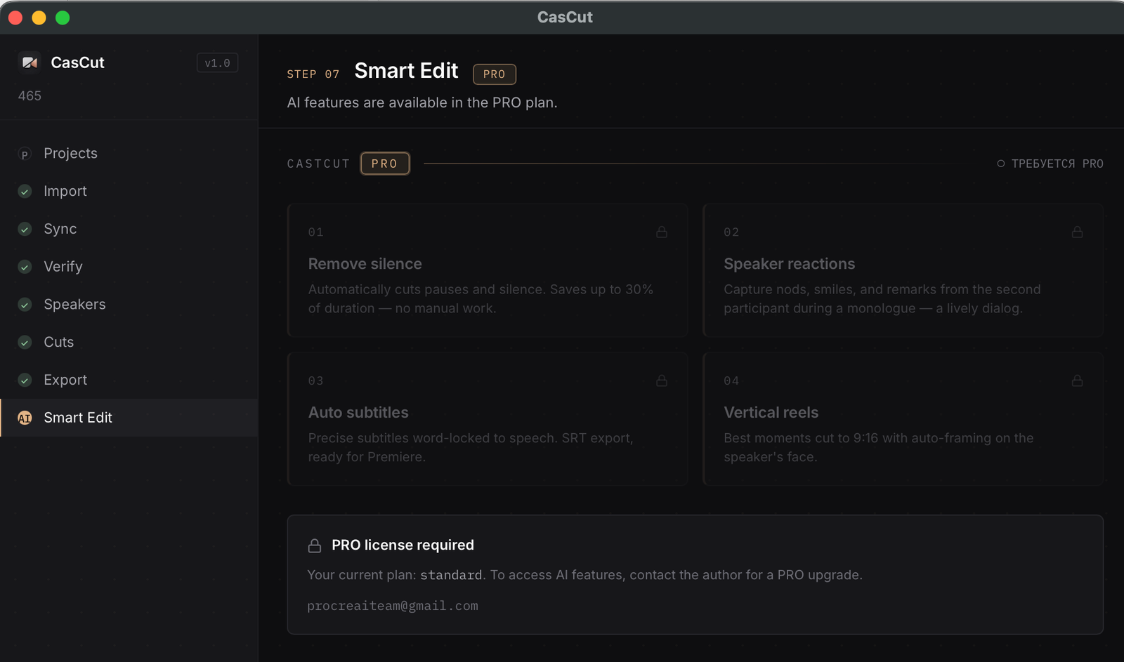 CasCut — AI editing screen with API key field
